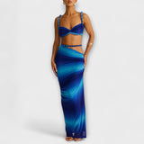 Jane - Stylový gradientní cropped top a overskirt duo