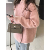 Dámský Oversize Luxusní Pulovr – Volný Svetr z Mohérové Směsi