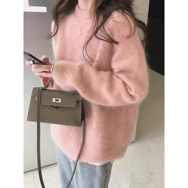 Dámský Oversize Luxusní Pulovr – Volný Svetr z Mohérové Směsi