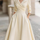 Elegantní midi šaty ve tvaru A pro ženy – Vintage a formální plisovaný styl