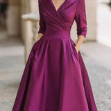 Elegantní midi šaty ve tvaru A pro ženy – Vintage a formální plisovaný styl