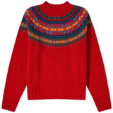 Vintage červený svetr Fair Isle pro ženy – Pohodlné silné pletení