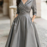 Elegantní midi šaty ve tvaru A pro ženy – Vintage a formální plisovaný styl