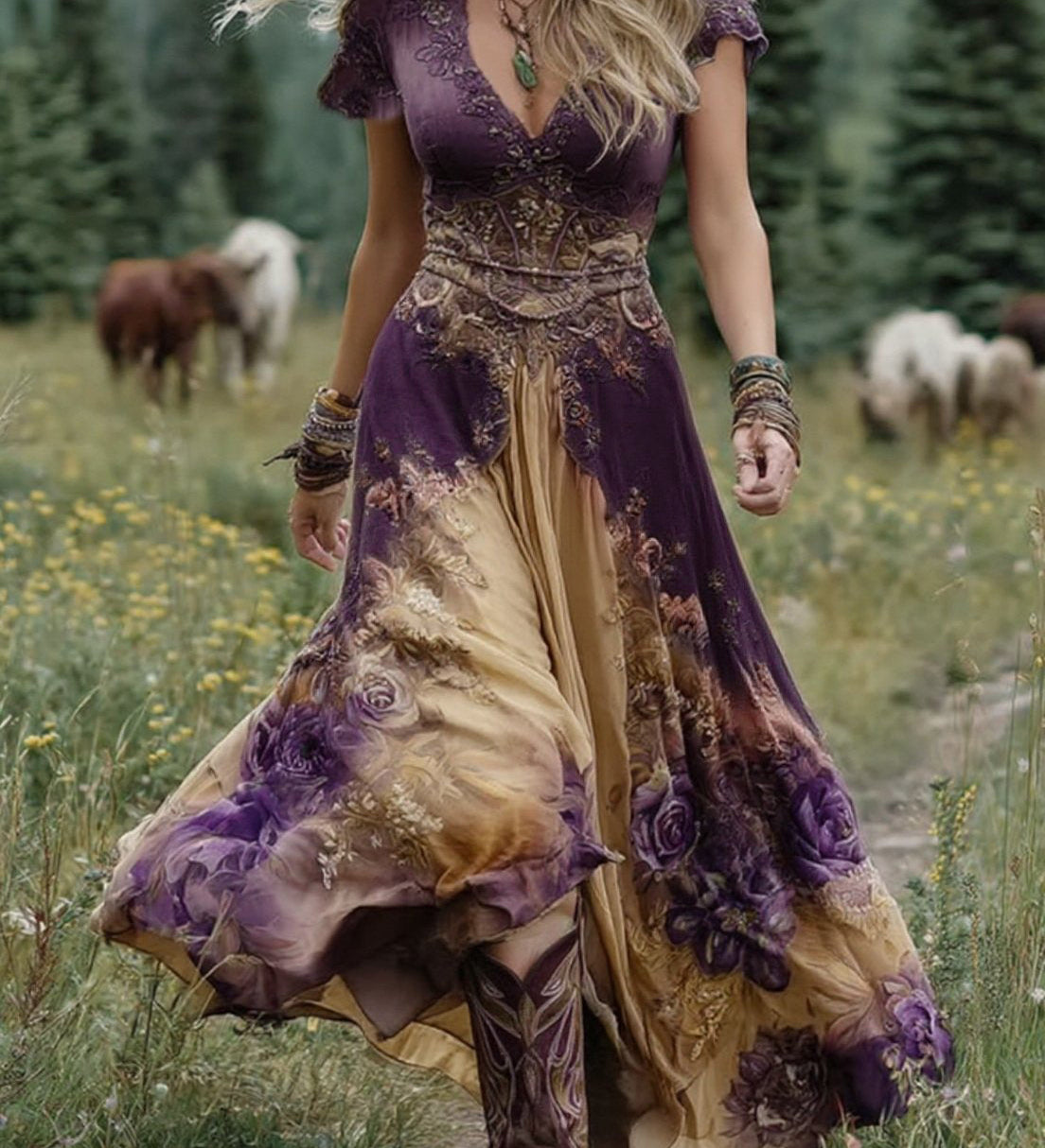 Mavis™ – Elegantní Květinové Maxik Kleid