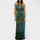 Maisie - Monet Iris Print Maxi Šaty