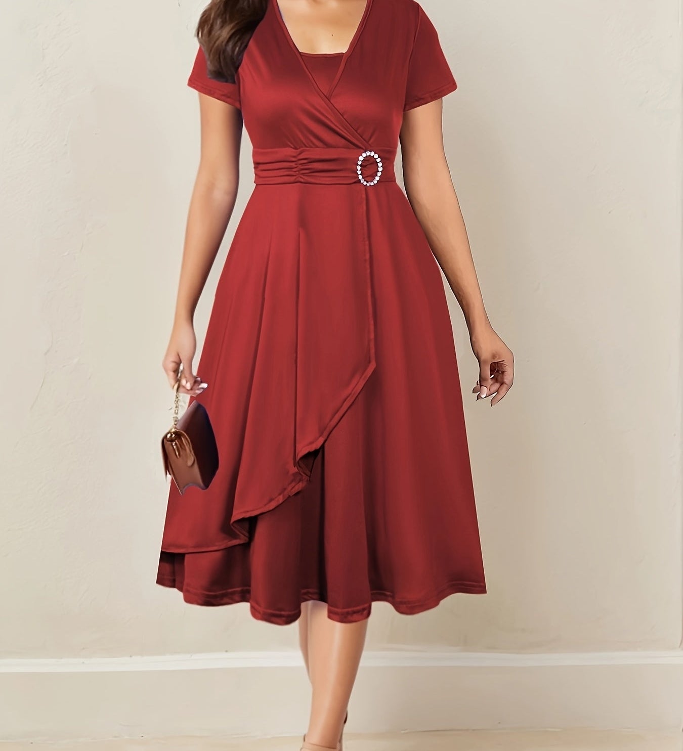 Hilda™ - Elegantní večerní šaty s kamínkovým V-výstřihem