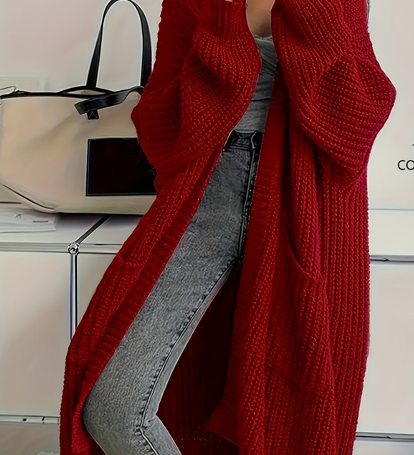 Oversize otevřený cardigan pro ženy – dlouhý měkký pletený