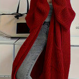 Oversize otevřený cardigan pro ženy – dlouhý měkký pletený