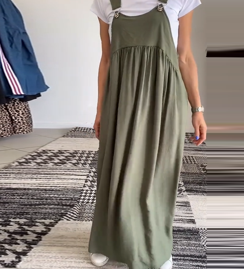 Elegantní Maxi Šaty Salopette pro Ženy – Styl Uvolněný Chic Bez Rukávů