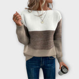Clara - Elegantní trojbarevný patchwork svetr