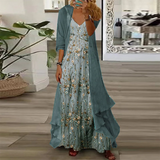 Edda™ - Dvoudílná květinová maxi šaty set