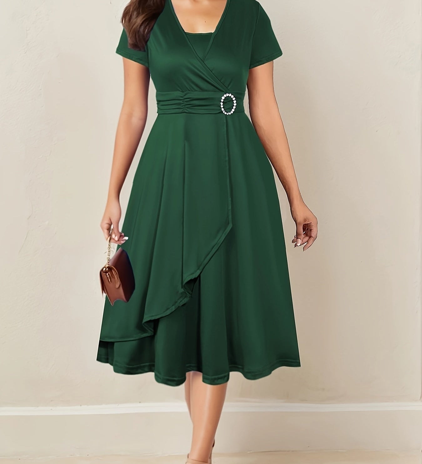 Hilda™ - Elegantní večerní šaty s kamínkovým V-výstřihem