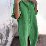 Elegantní volná midi košilová šaty pro ženy – Lehké, prodyšné a pohodlné letní oblečení