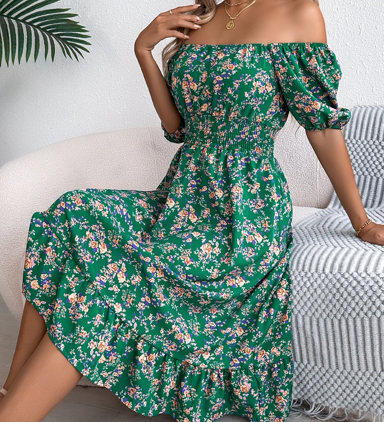 Elegantní Květinové Letní Šaty S Dlouhým Rukávem – Stylové, Lichotivé