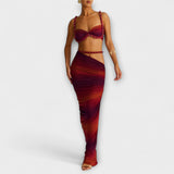 Jane - Stylový gradientní cropped top a overskirt duo