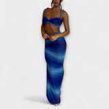 Jane - Stylový gradientní cropped top a overskirt duo
