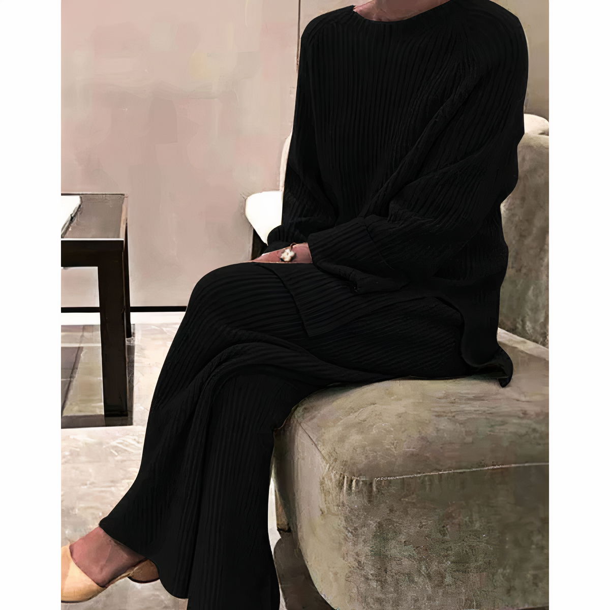 Dámský Volný Úpletový Set s Mikinou a Kalhotami – Elegantní Pohodlí