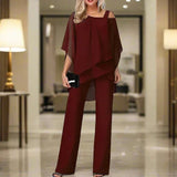 Luxusní dámský overal a asymetrická blůza z mušelínu – Elegantní lehký dvoudílný outfit