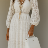 Bílé Maxi Šaty s Květinovým Vzorem Boho pro Ženy – Elegantní Styl s Výstřihem do V