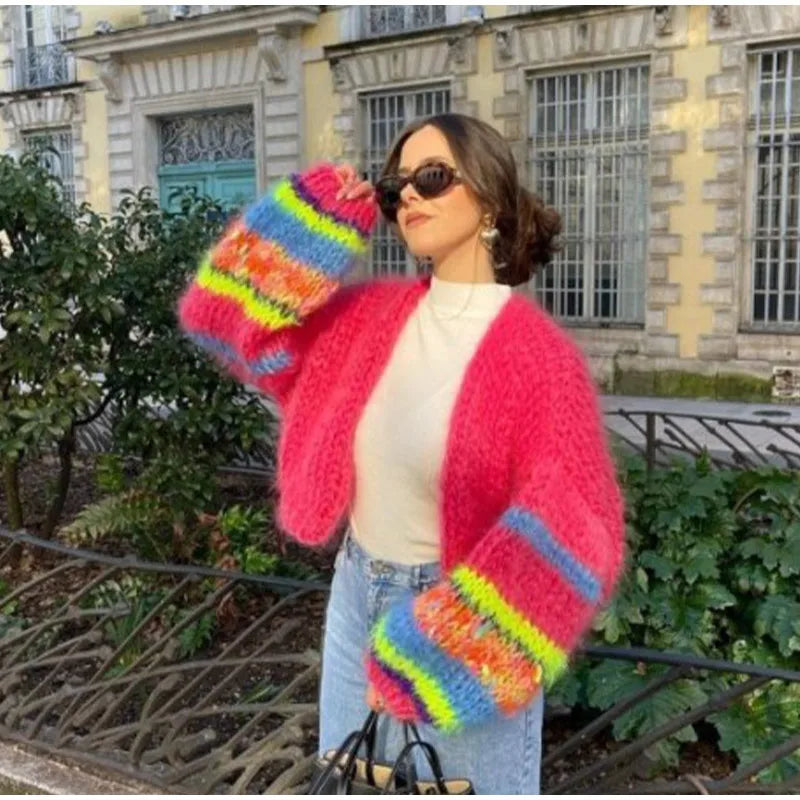 Dámský měkký cardigan s otevřeným střihem – Elegantní a barevný pletený svetr