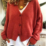 Dámský pletený cardigan s knoflíky a V výstřihem, měkký a elegantní