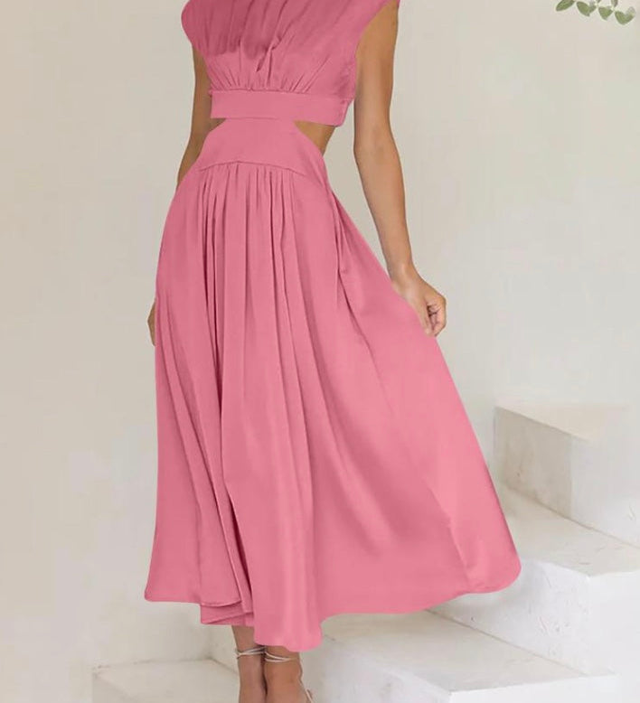 Dlouhá dámská šaty s výstřihem a otevřenými boky - Elegantní a splývavé šaty