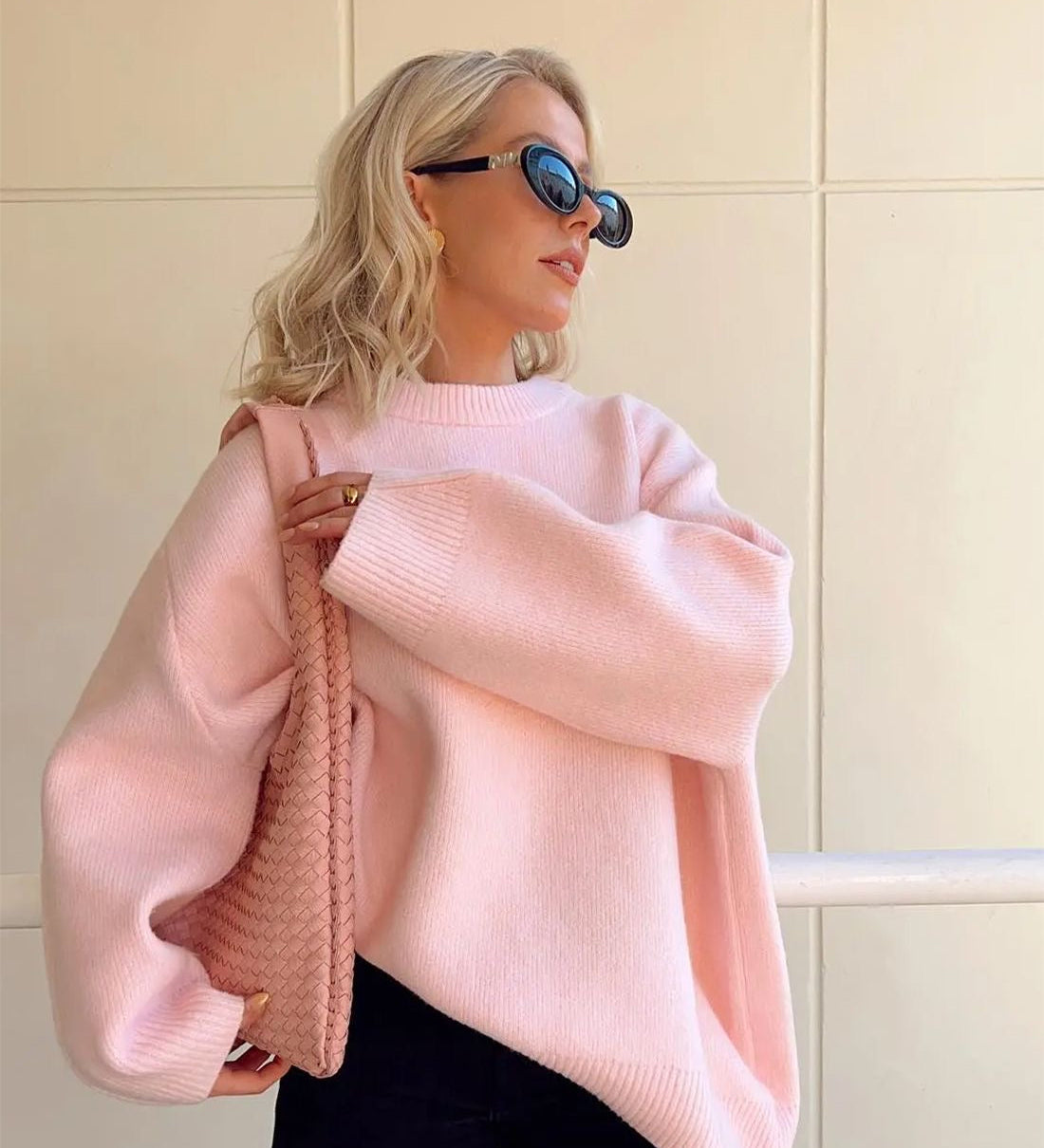 Oversize svetr s kulatým výstřihem pro ženy – Elegantní a pohodlný