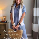 Elegantní a pohodlné pruhované midi šaty pro ženy - Víceúčelový chic styl