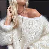Elegantní Fluffy Svetr pro Ženy – Oversize Svetr s Dlouhými Rukávy