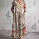 Maxi květinové letní šaty s výstřihem do V pro ženy – Boho styl dlouhé šaty
