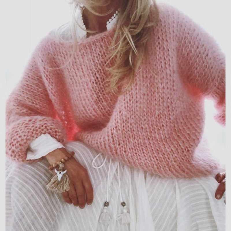 Elegantní Fluffy Svetr pro Ženy – Oversize Svetr s Dlouhými Rukávy