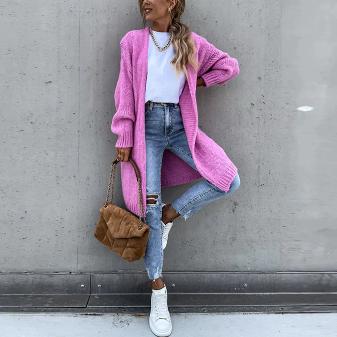 Dlouhý oversize cardigan pro ženy – Volný a pohodlný pletený