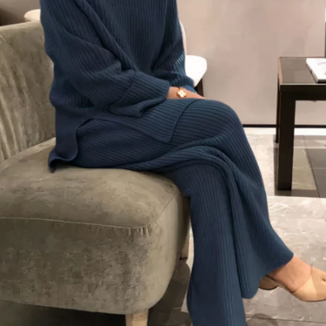 Dámský Volný Úpletový Set s Mikinou a Kalhotami – Elegantní Pohodlí