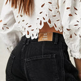 Dámské džíny Barrel Large Jambe Large Taille Moyenne Stretch – Ležérní Denim Baggy