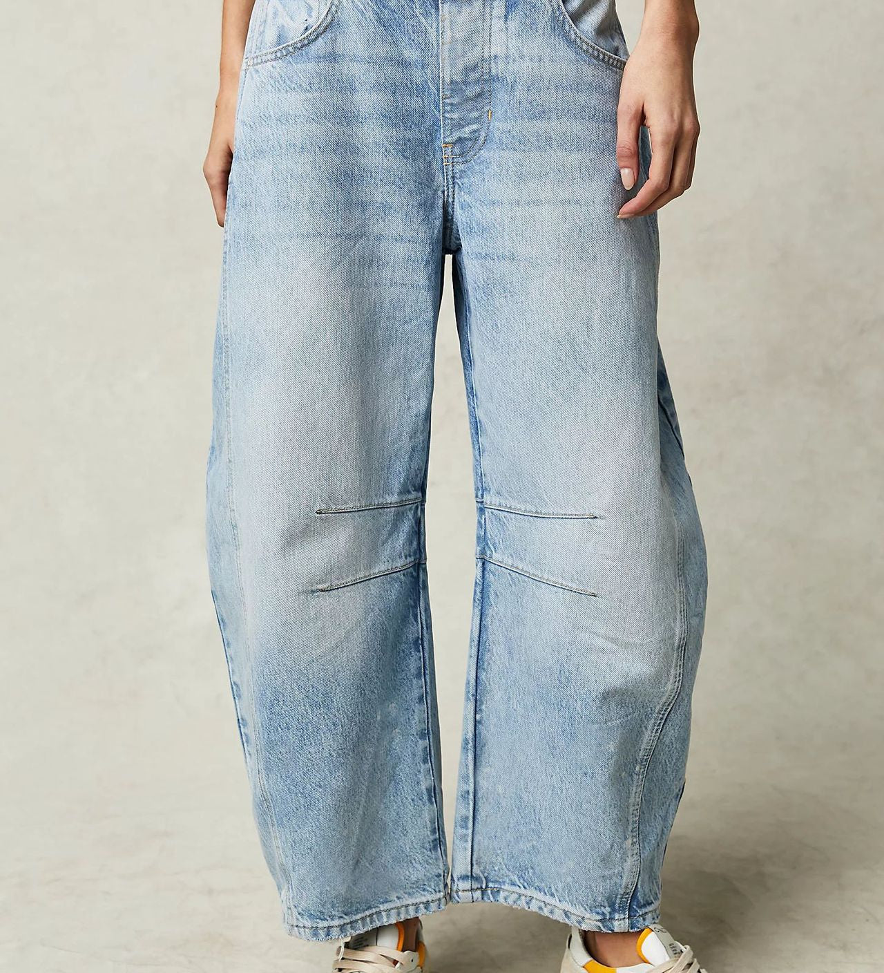 Dámské džíny Barrel Large Jambe Large Taille Moyenne Stretch – Ležérní Denim Baggy