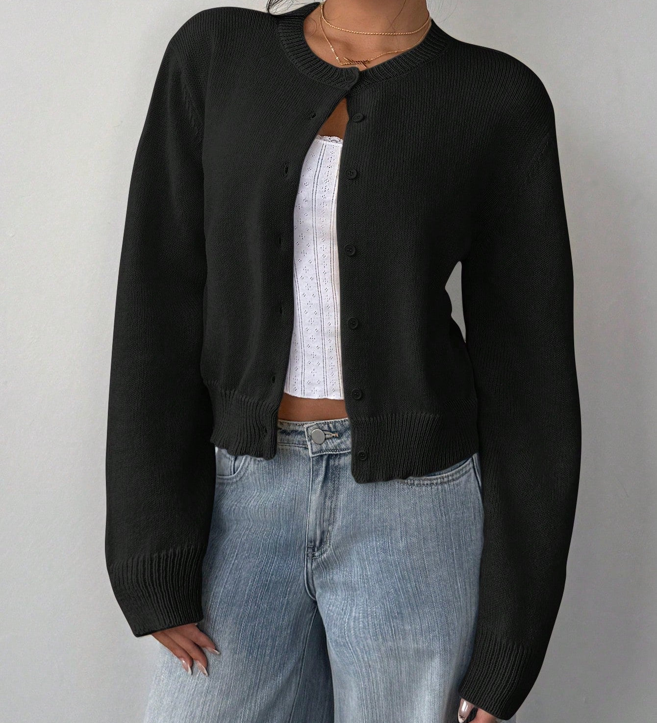 Elegantní Krátký Cardigan pro Ženy – Stylový Pletený s Dlouhými Rukávy
