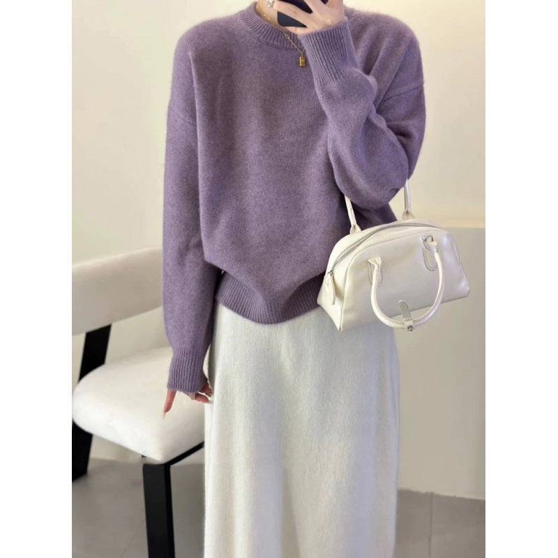 Dámský Oversize Luxusní Pulovr – Volný Svetr z Mohérové Směsi