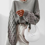 Zimní Pletený Svetr s Balónovými Rukávy pro Ženy – Teplý Úplet