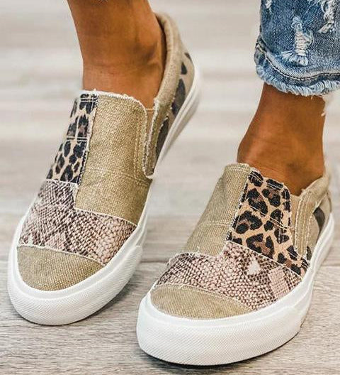 Quinny | Každodenní textilní boty s leopardím vzorem
