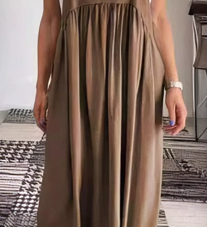 Elegantní Maxi Šaty Salopette pro Ženy – Styl Uvolněný Chic Bez Rukávů