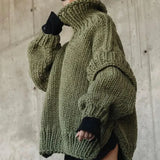 Svetr s Rolákem Chunky pro Ženy – Oversize Pletený Svetr s Balónovými Rukávy