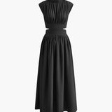 Dlouhá dámská šaty s výstřihem a otevřenými boky - Elegantní a splývavé šaty