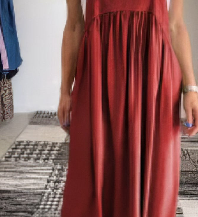 Elegantní Maxi Šaty Salopette pro Ženy – Styl Uvolněný Chic Bez Rukávů