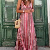 Lisa™ - Tribal Boho Maxi šaty s krčním zavázáním